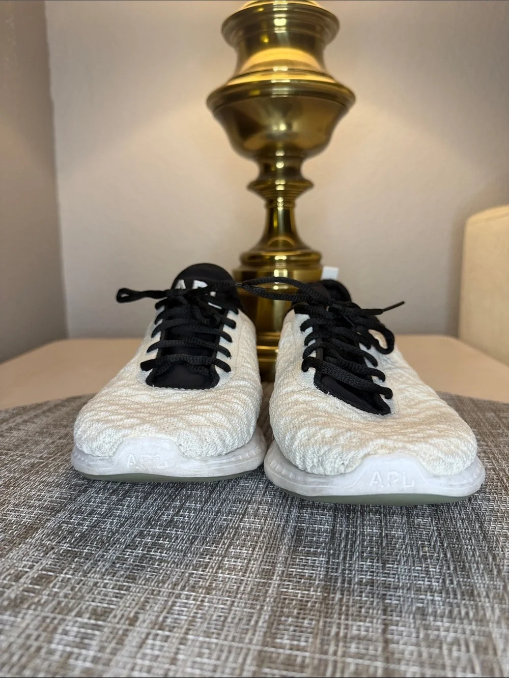 APL White Knit Sneakers with Black Accents